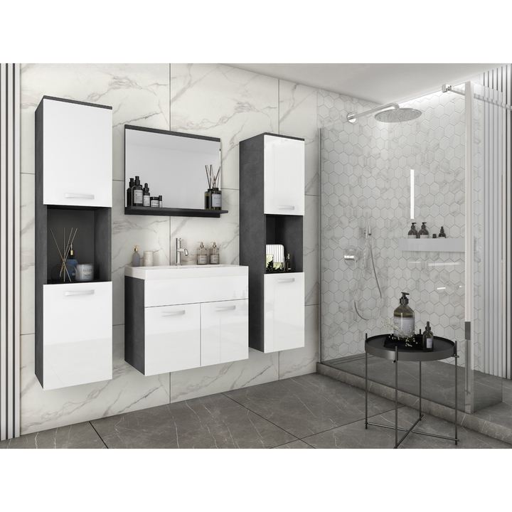 Sconto Koupelnová sestava MAEL XL antracitová/bílá lesklá