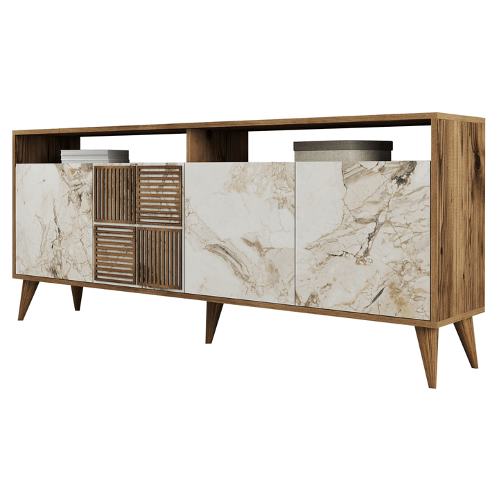 Sconto Komoda MALOMA ořech/bílý mramor