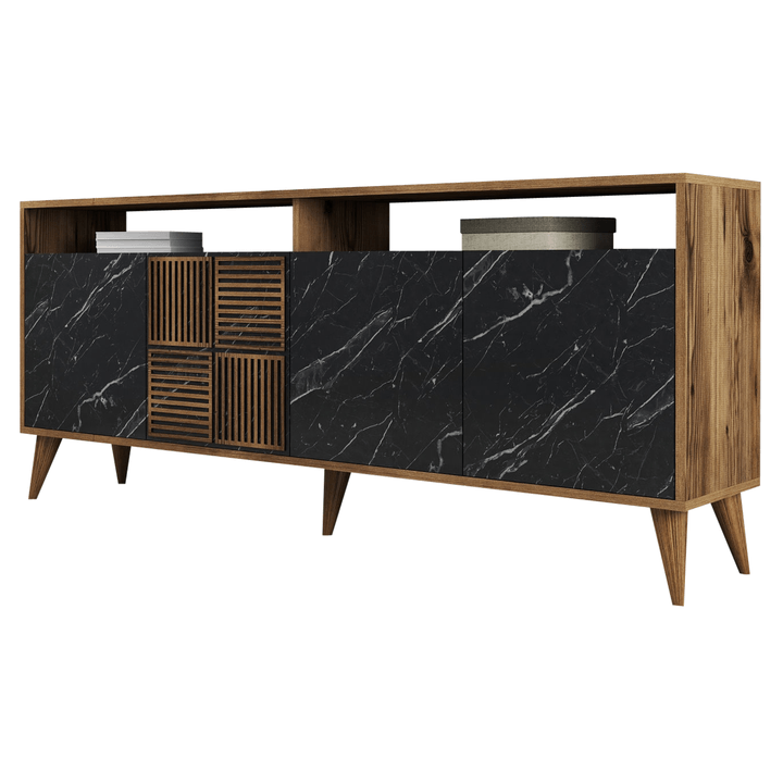 Sconto Komoda MALOMA ořech/černý mramor