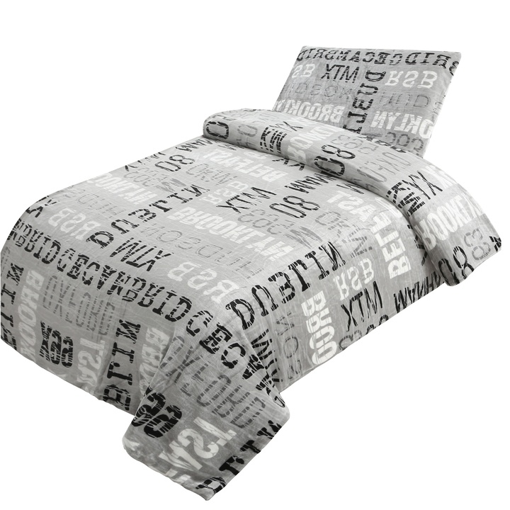 Sconto Povlečení MANHATTAN šedá, 2 ks 70x90 a 200x220 cm