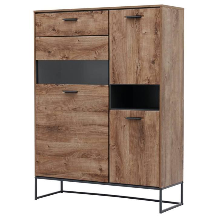 Sconto Vitrína MANHATTAN dub havelland cognac/grafit, šířka 110 cm