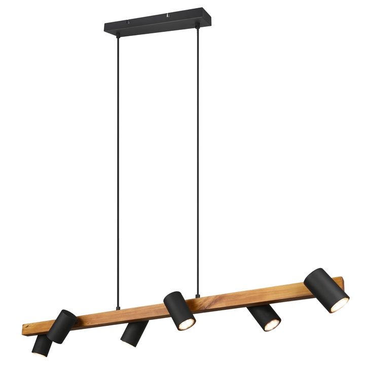 Sconto Závěsné svítidlo MARLEY 6 dřevo/černý kov