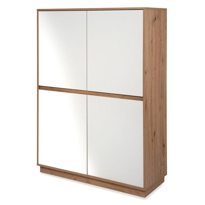 Sconto Komoda MARMION 4 dub artisan/bílá vysoký lesk