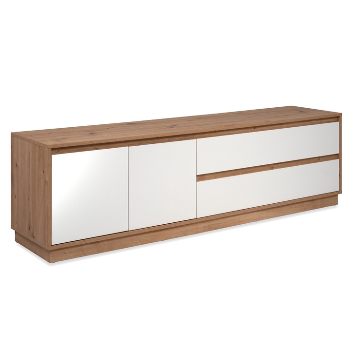 TV stolek MARMION dub artisan/bílá vysoký lesk 1