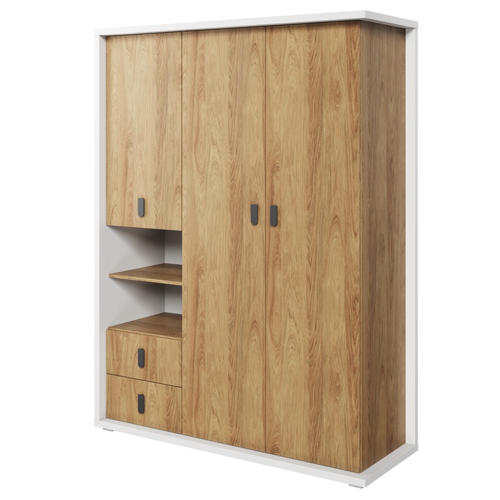 Sconto Šatní skříň MASSI 01 dub hikora/bílá