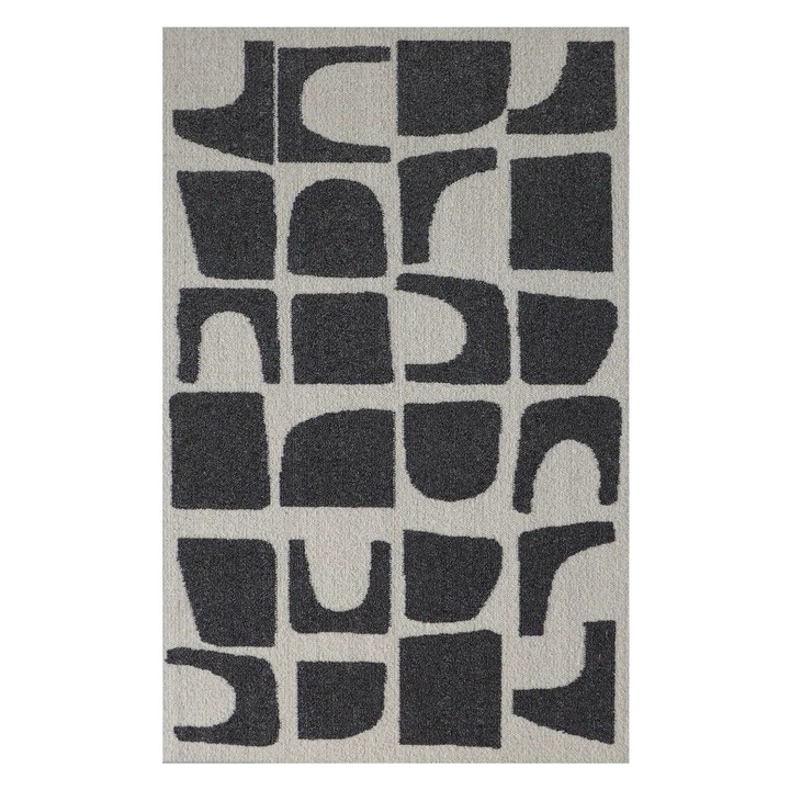 Sconto Koberec MELLOW GEO antracitová/bílá, 80x150 cm