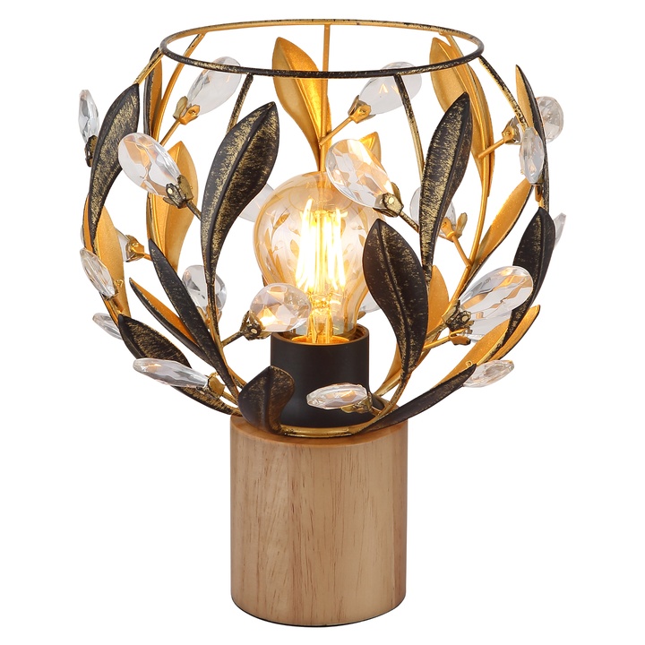 Sconto Stolní lampa MIKA černá/zlatá/přírodní