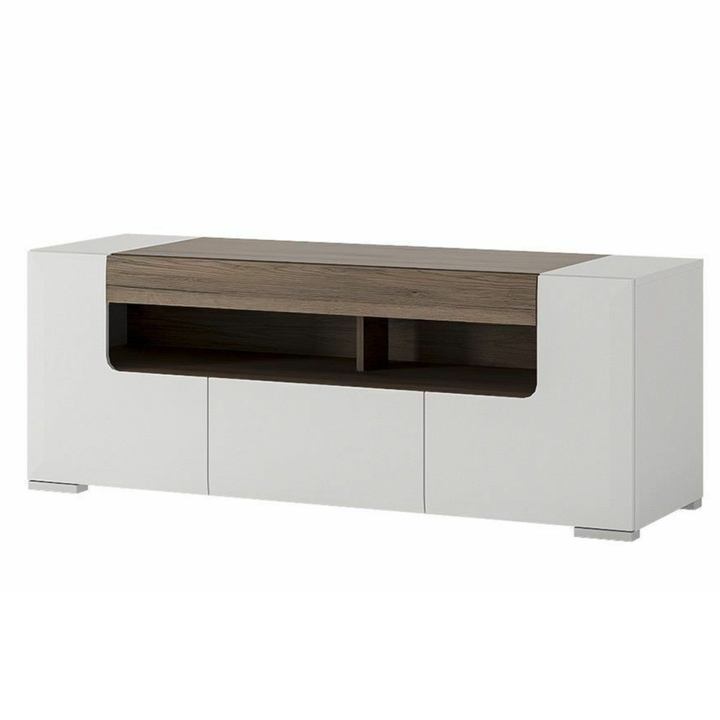 Sconto TV komoda MILANO alpská bílá/dub sanremo tmavý, šířka 140 cm