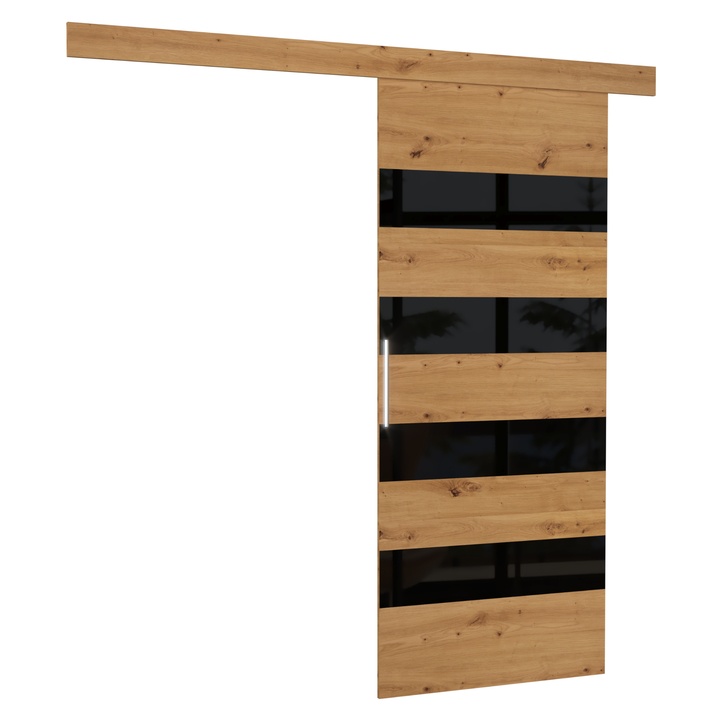 Sconto Posuvné dveře MILOU dub artisan/černá lacobel, 86x205 cm