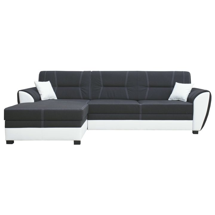 Sconto Sedací souprava MONACO LUX levá, černá/bílá
