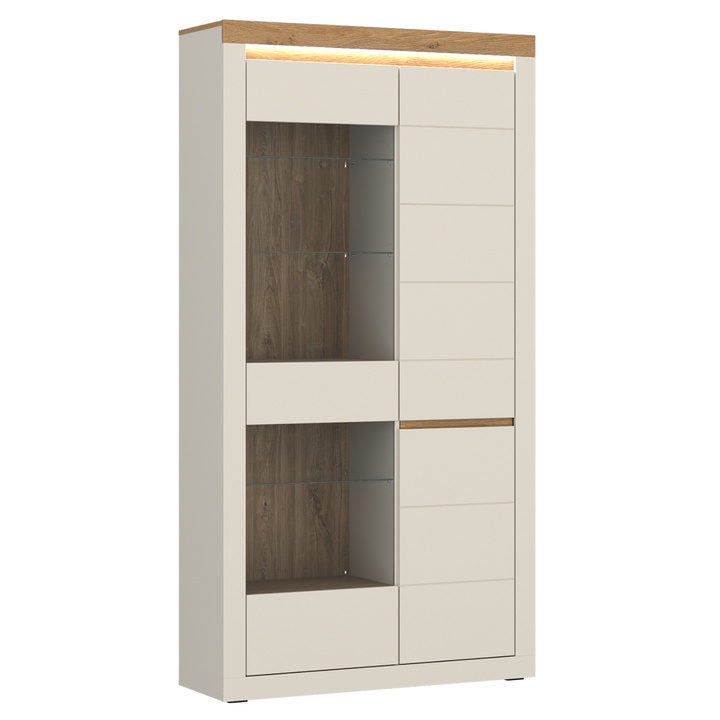 Vítrína  NAXXAR II kašmírová/dub stone 1