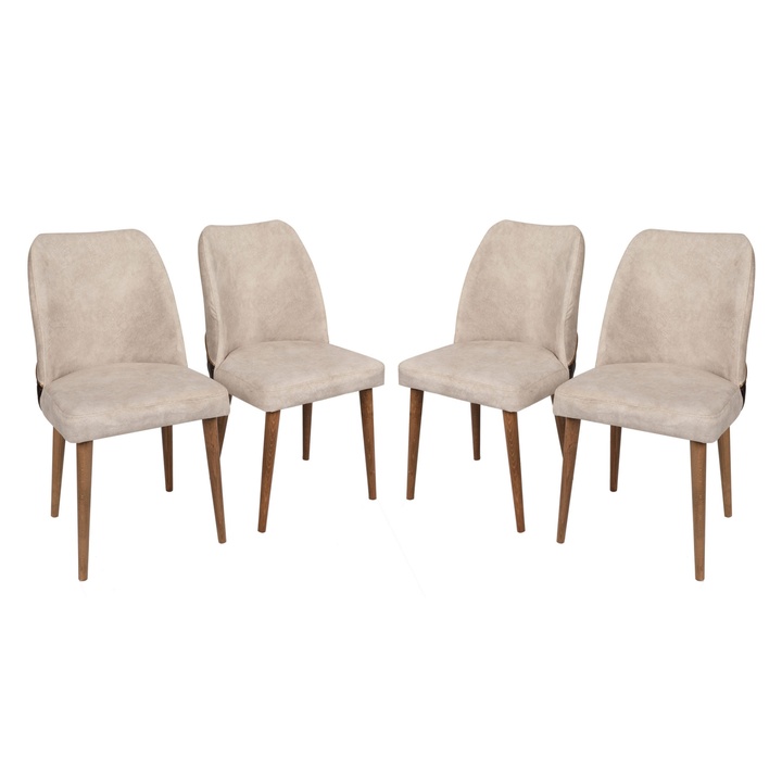 Sconto Jídelní židle NOVA 2 krémová/ořech, set 4 ks