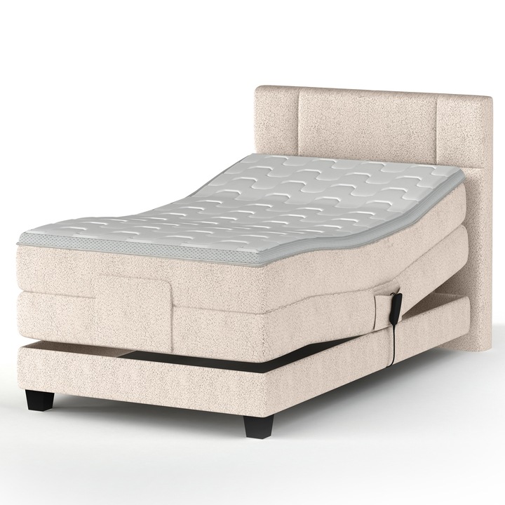 Sconto Polohovací postel boxspring NYSA 2 světle béžová, 100x200 cm
