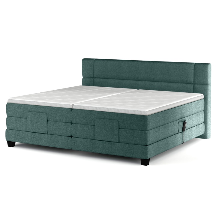 Sconto Polohovací postel boxspring NYSA zelenomodrá, 140x200 cm