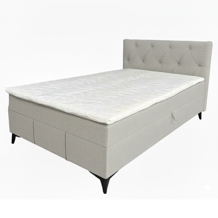 Sconto Postel s matrací a topperem OLTEA šedobéžová, 120x200 cm