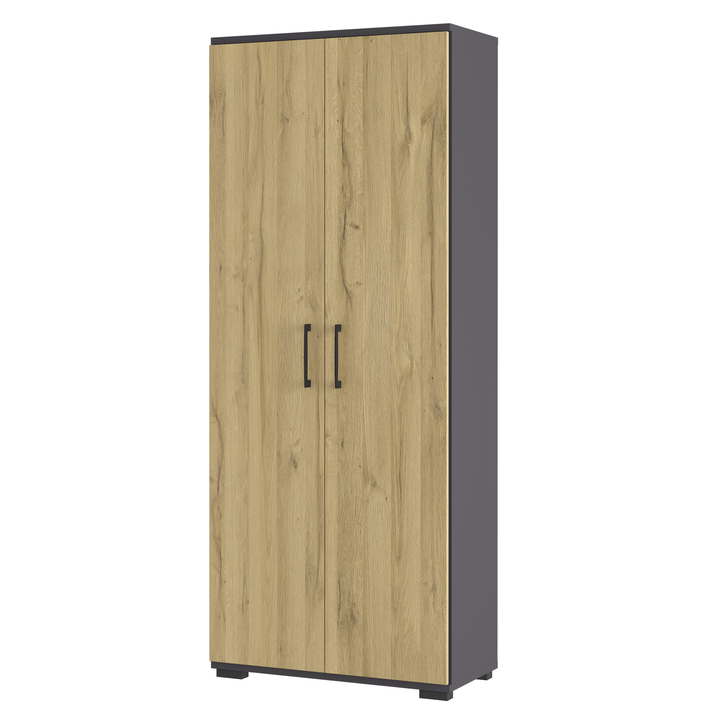 Sconto Skříň do pracovny ORFI grafitová/dub grandson, výška 200 cm