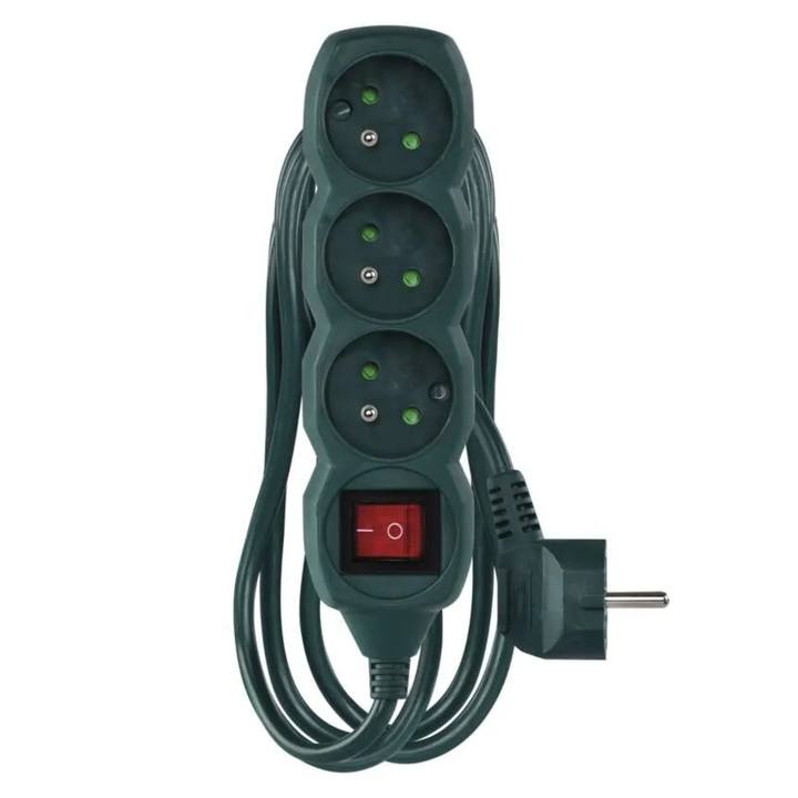 Prodlužovací kabel s vypínačem P1312Z zelená, 3 zásuvky, délka 2 m 1