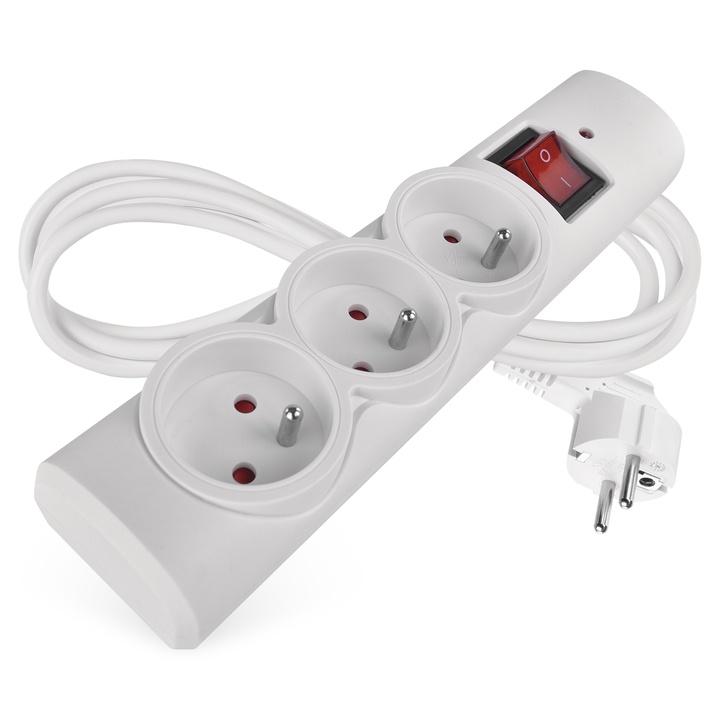 Přepěťová ochrana P54013/14 bílá, 3 zásuvky, délka 1,5 m 1