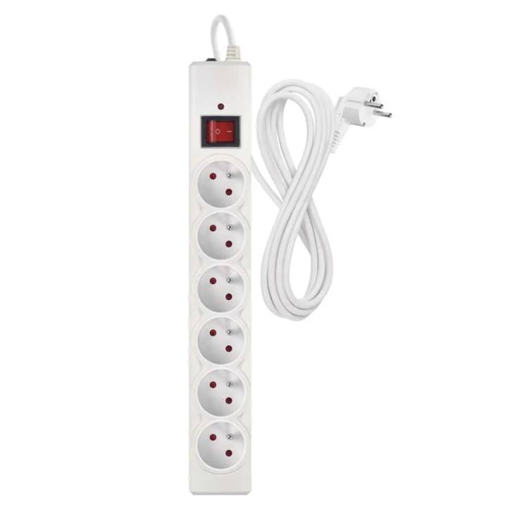 Přepěťová ochrana P54016/19 bílá, 6 zásuvek, délka 3 m, absorpce 380 J 1
