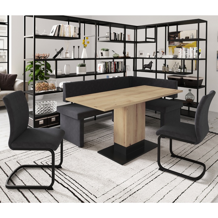 Sconto Jídelní set PAL dub artisan/antracitová