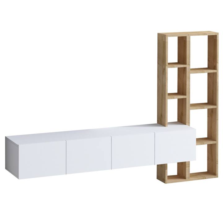 Obývací stěna PANA bílá/dub 1
