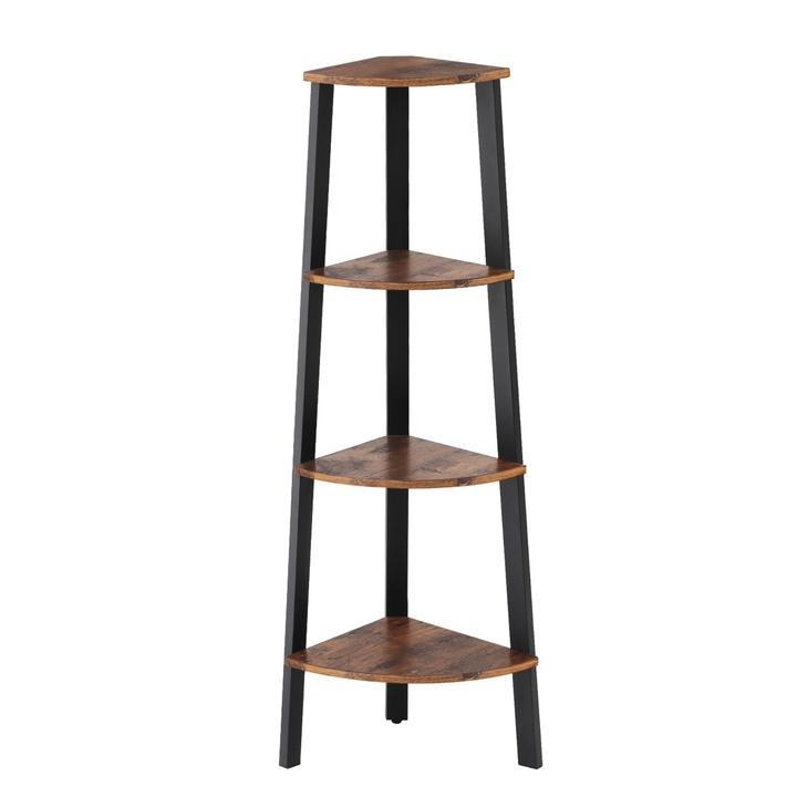 Sconto Rohový regál PARKANO černá/hnědá