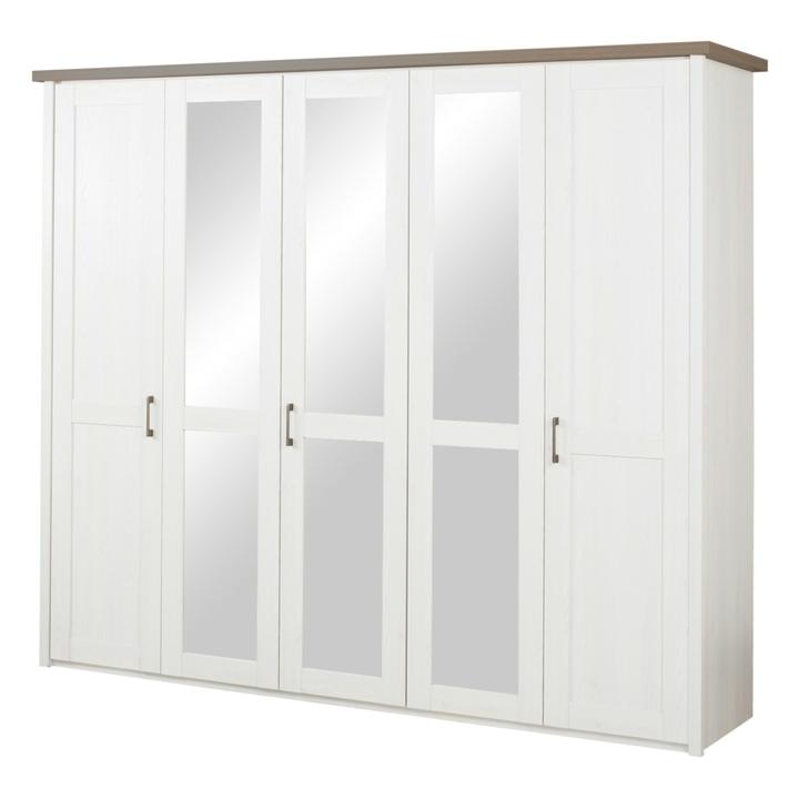 Šatní skříň  PARVATI pinie bílá/dub truffel, šířka 241 cm 1