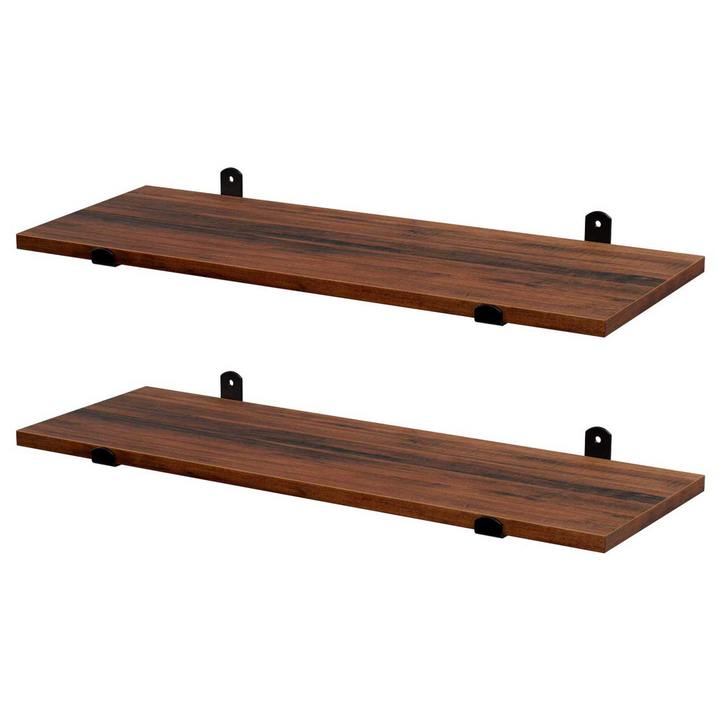 Nástěnné police PEASY hnědá, set 2 ks 1