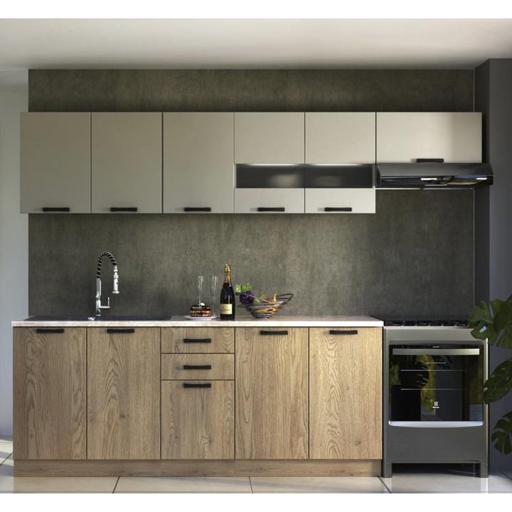 Sconto Kuchyňská sestava PIRLO 260 dub cremona/kašmírová/šedá