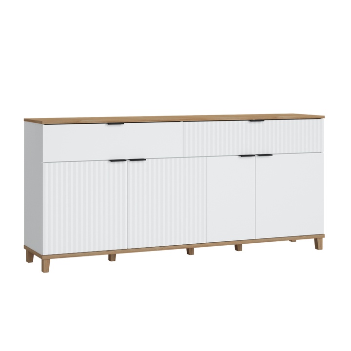 Komoda PLISSEE PLIK06 alpská bílá/dub grandson 1