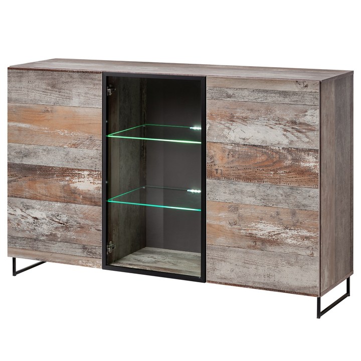 Sconto Komoda PLONK 2 staré dřevo/černá