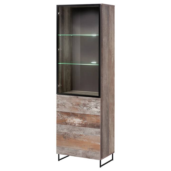 Vitrína PLONK staré dřevo/černá 1