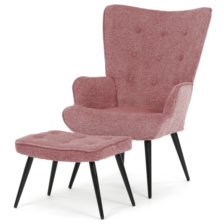 Sconto Křeslo s podnožkou POALA růžová