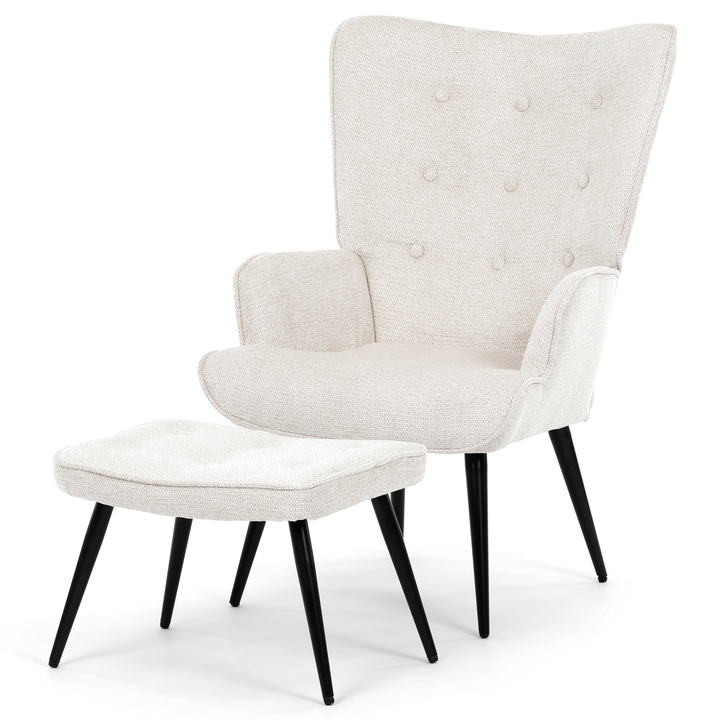 Sconto Křeslo s podnožkou POALA krémová