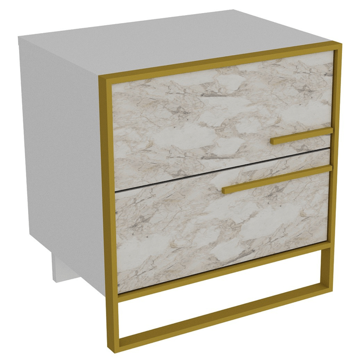Noční stolek POLKA bílý mramor/zlatá 1