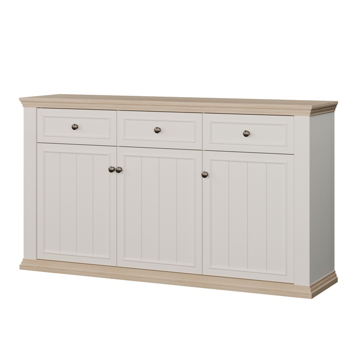 Komoda PONTYPOOL bílá/dub riva 1