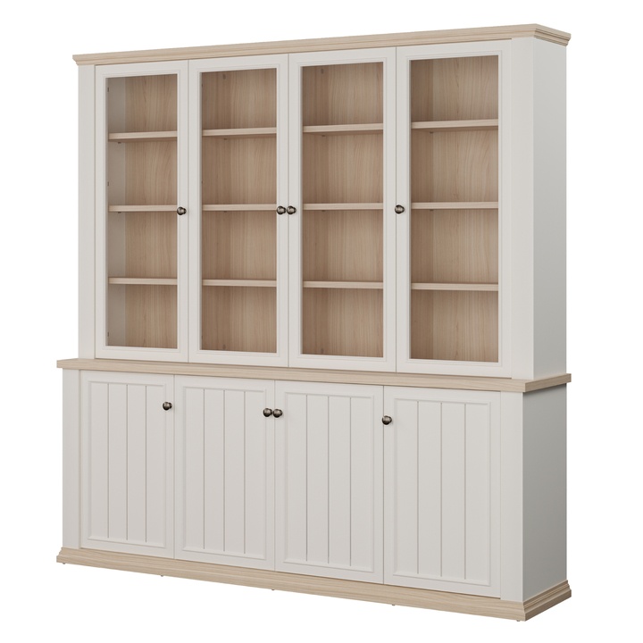 Knihovna PONTYPOOL bílá/dub riva 1