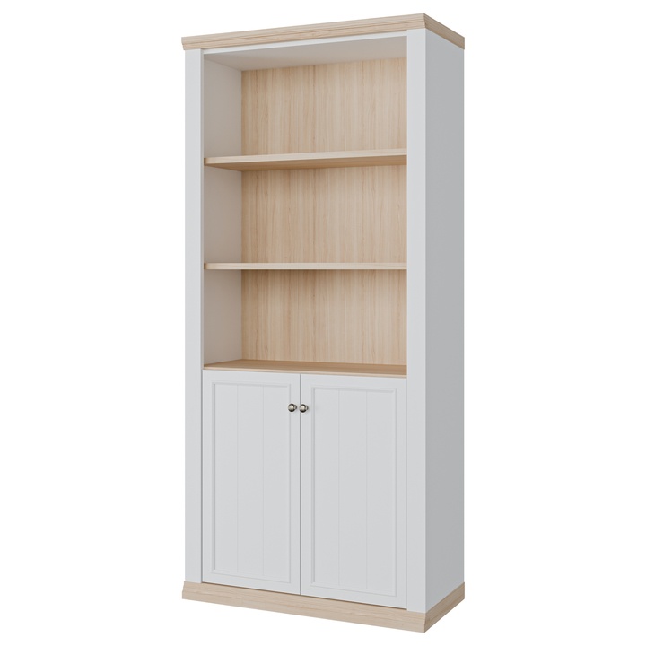 Regál PONTYPOOL bílá/dub riva, šířka 93 cm 1