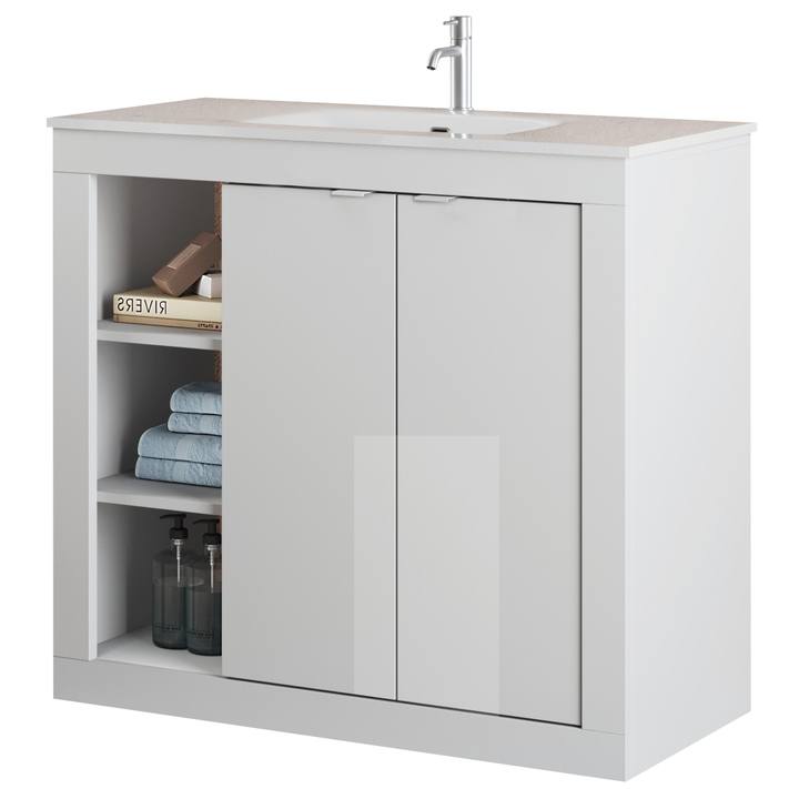 Sconto Umyvadlová skříňka s umyvadlem PROTA 4 bílá lesklá