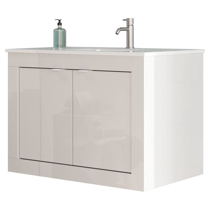 Sconto Nástěnná umyvadlová skříňka s umyvadlem PROTA bílá lesklá