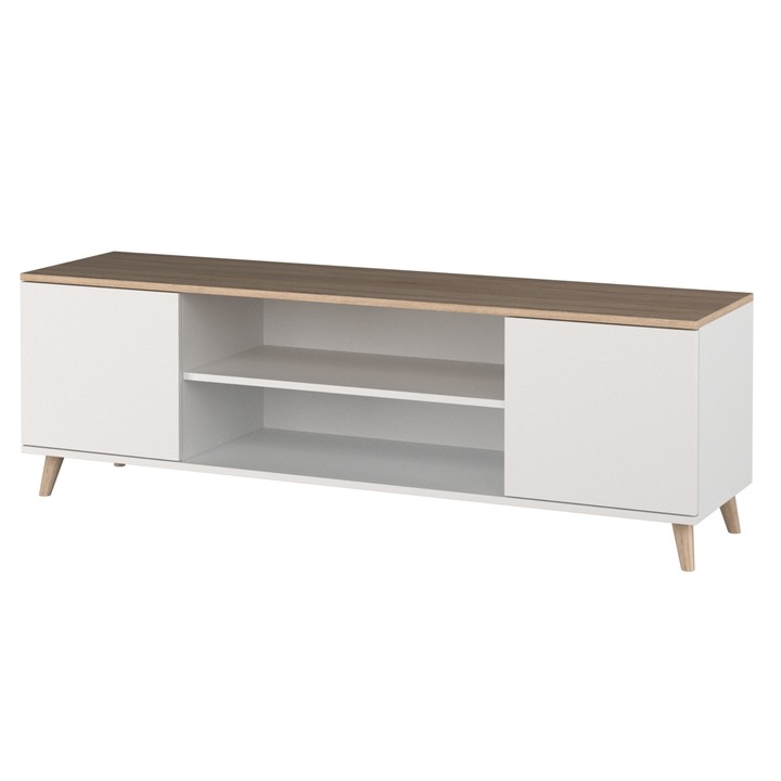 Sconto TV stolek PRUE bílá/dub sonoma