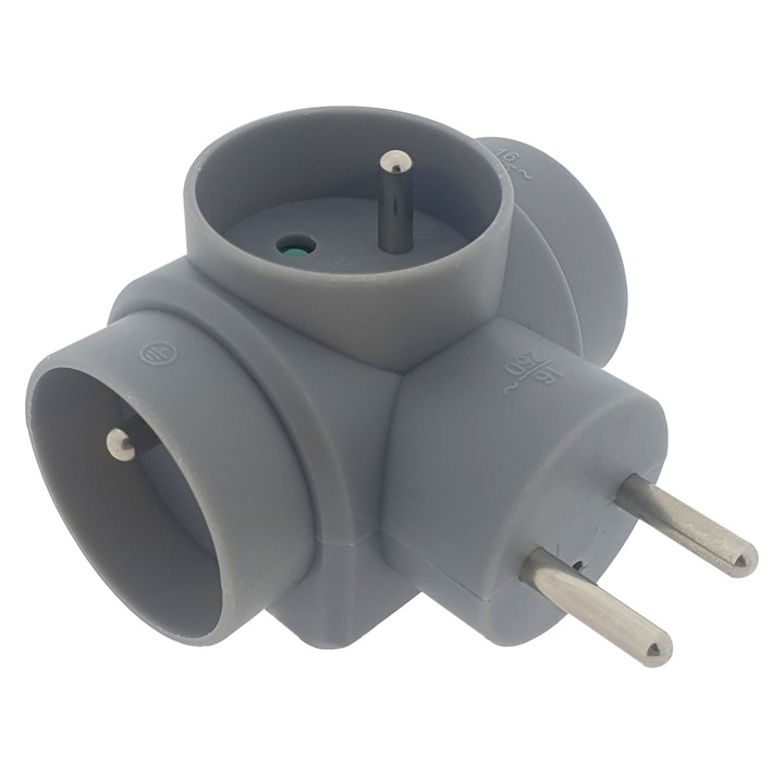 Sconto Rozbočovací zásuvka Q-412F šedá, 3 zásuvky