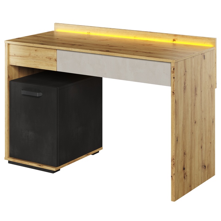 Sconto Psací stůl QUBIC 08 dub artisan/šedá