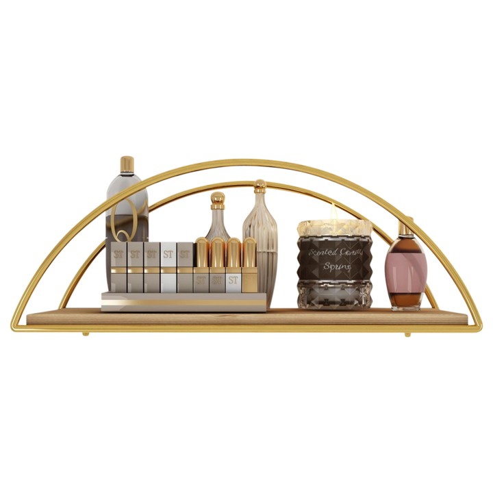 Sconto Nástěnná police RAFI 2 hnědá/zlatá