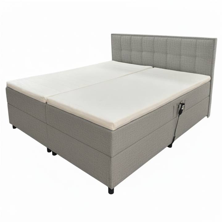 Sconto Polohovací postel s matrací a topperem ROBIRAM světle šedá, 160x200 cm