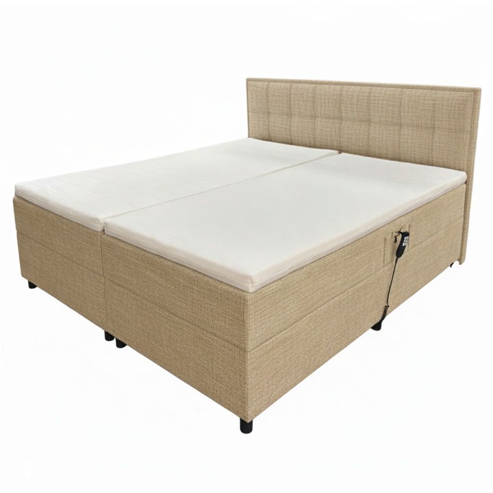 Sconto Polohovací postel s matrací a topperem ROBIRAM béžová, 160x200 cm