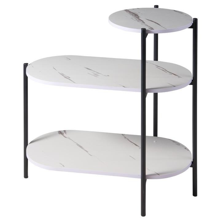 Sconto Odkládací stolek RON černá/bílý mramor