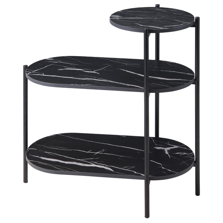 Odkládací stolek RON černá/černý mramor 1