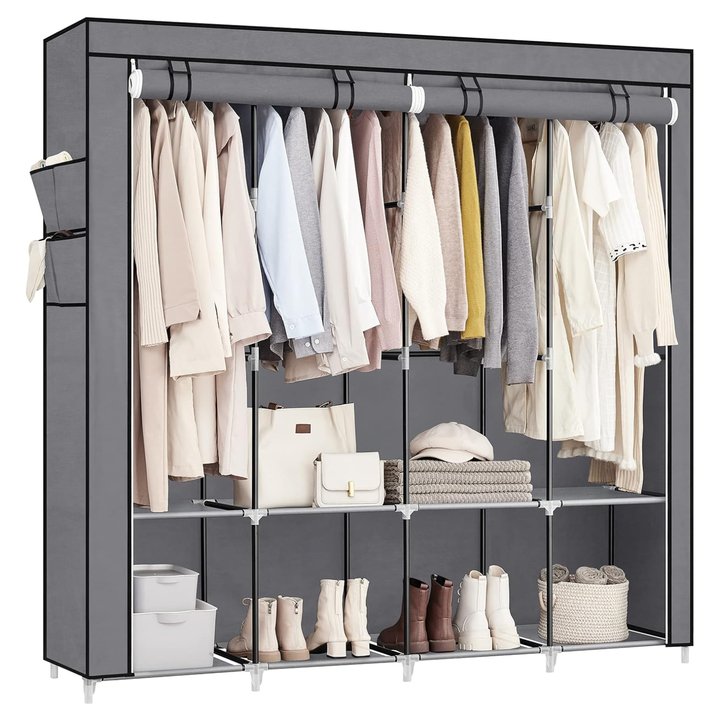 Sconto Látková šatní skříň RYG 3 šedá