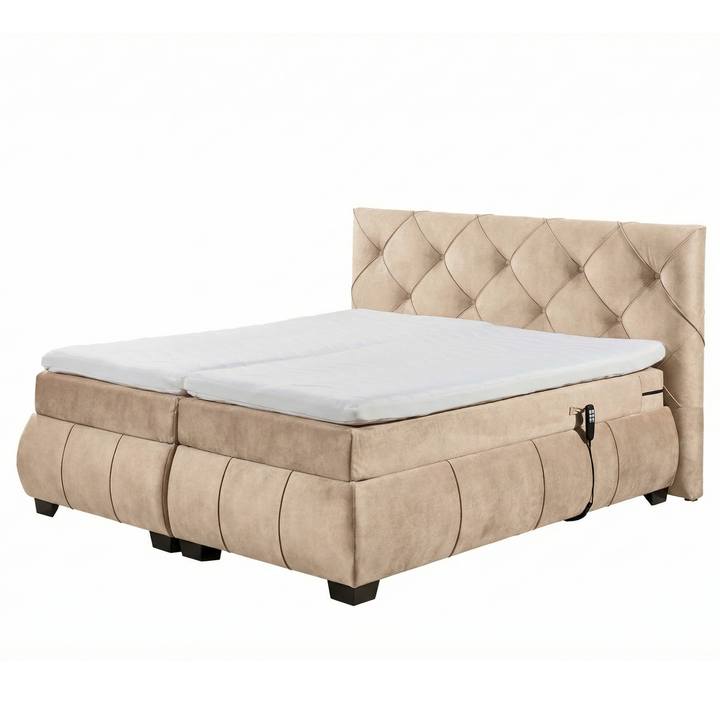 Polohovací postel s matrací a topperem SALENA béžová, 160x200 cm 1